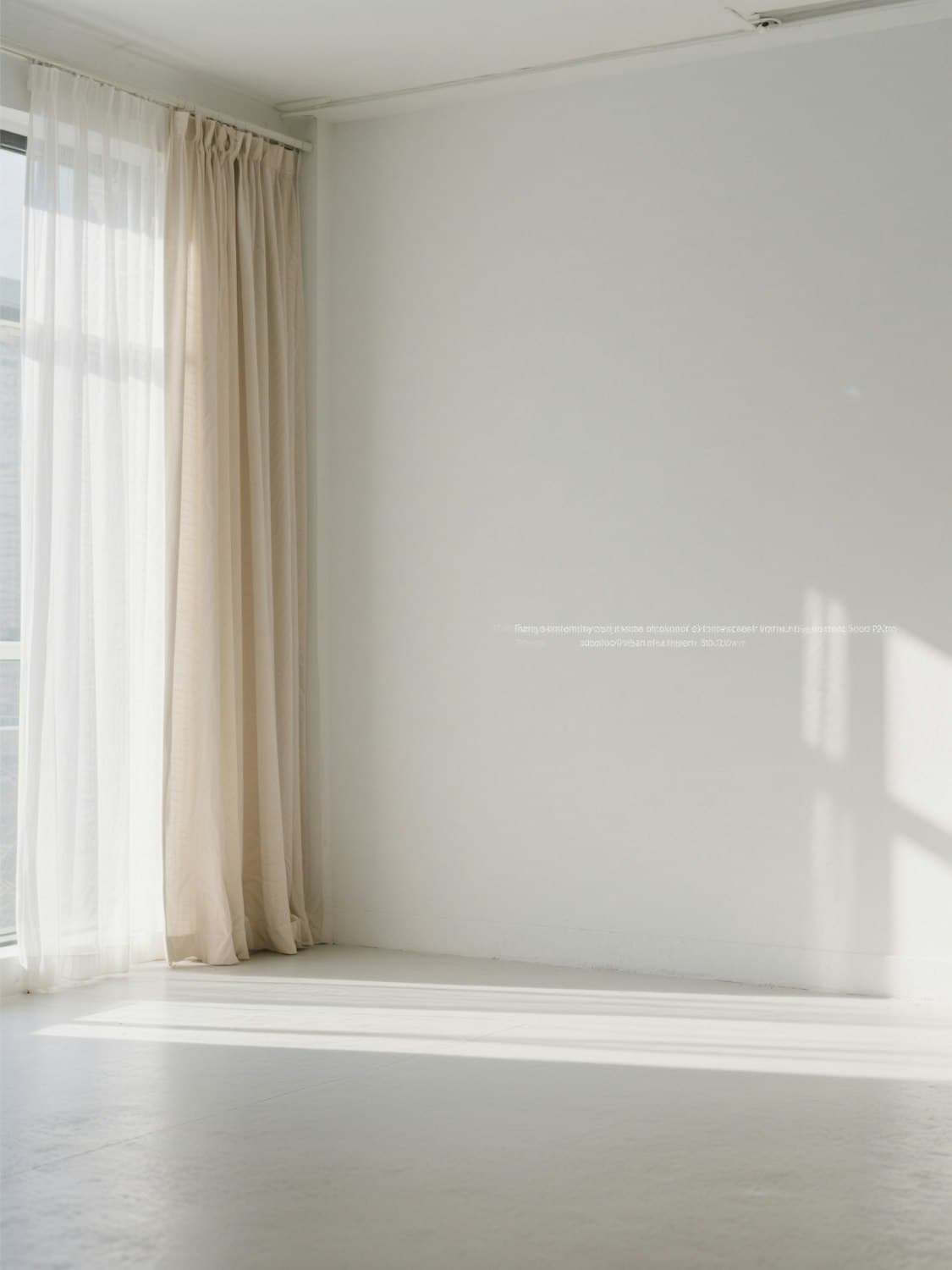 Empty room with soft light falling through a window